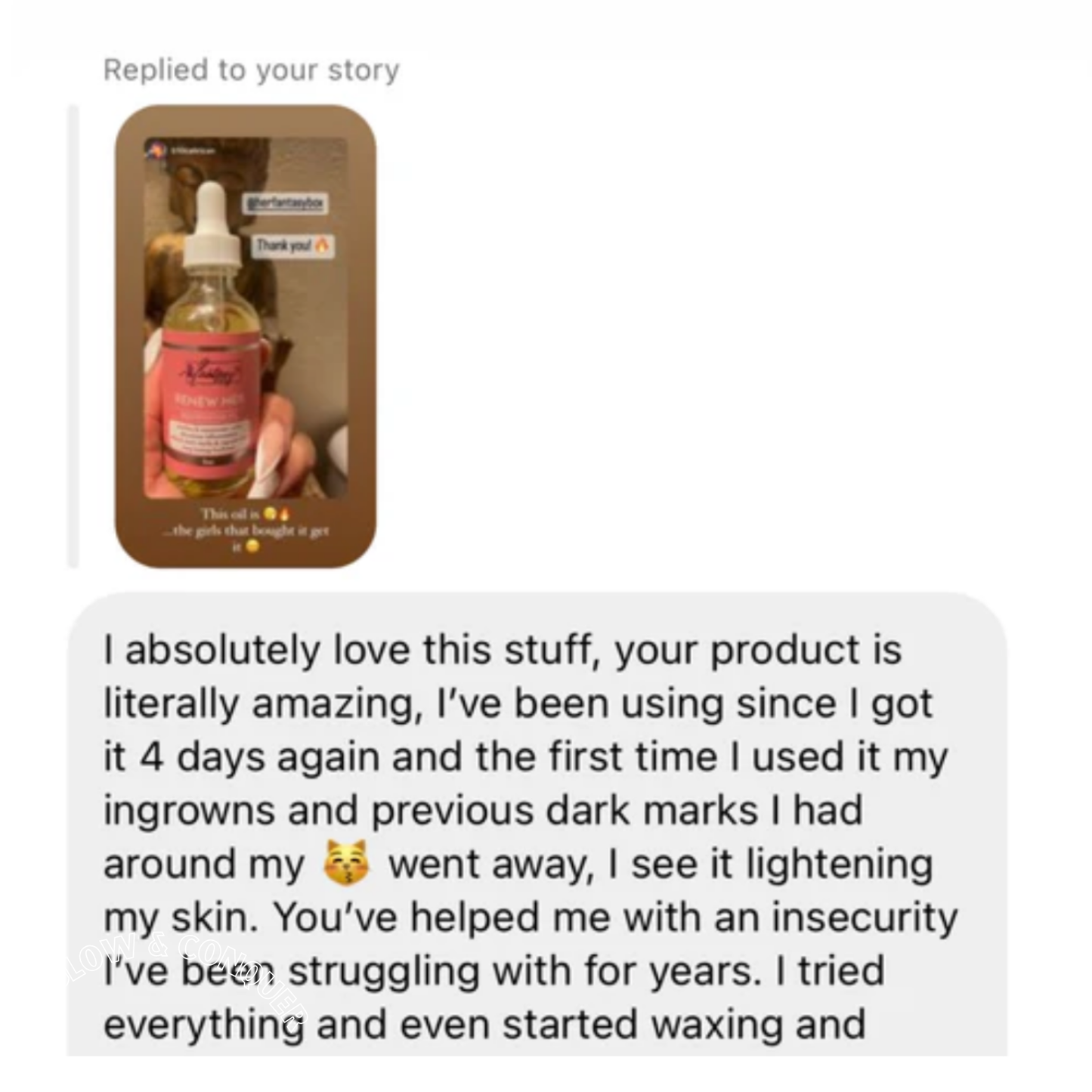 "Renew Her" Oil - for dryness, ingrown hair, dark marks & scars